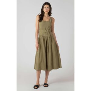 Belted Drop Waist Midi Dress