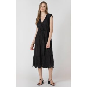 Black Tape Eyelet Dress